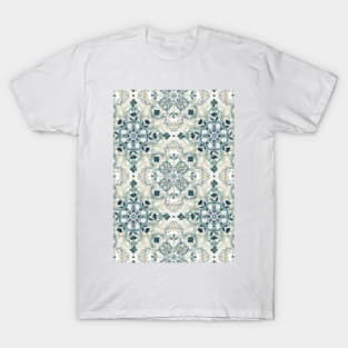 Forest Green & Neutral Taupe Detailed Lace Doodle Pattern T-Shirt